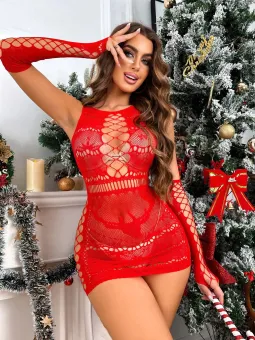 Christmas Dress with Gloves S/L - Red